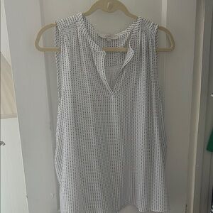 LOFT Sleeveless Top with Black and White Stripes